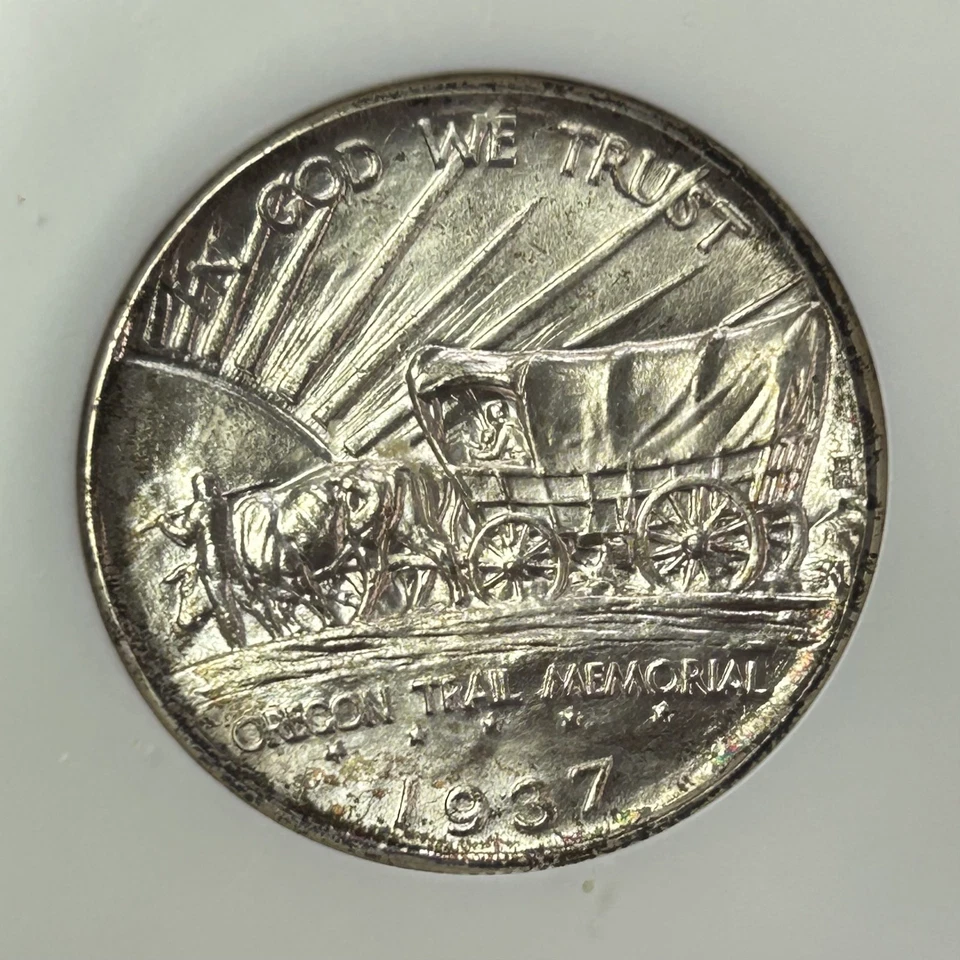1937-D Oregon Trail Silver Classic Commemorative Half Dollar 50c NGC MS66 - Image 4 of 4