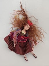 Muñeca elfa vintage Woodland Fairy Winward Holidays alada posable estante cuidador 9"