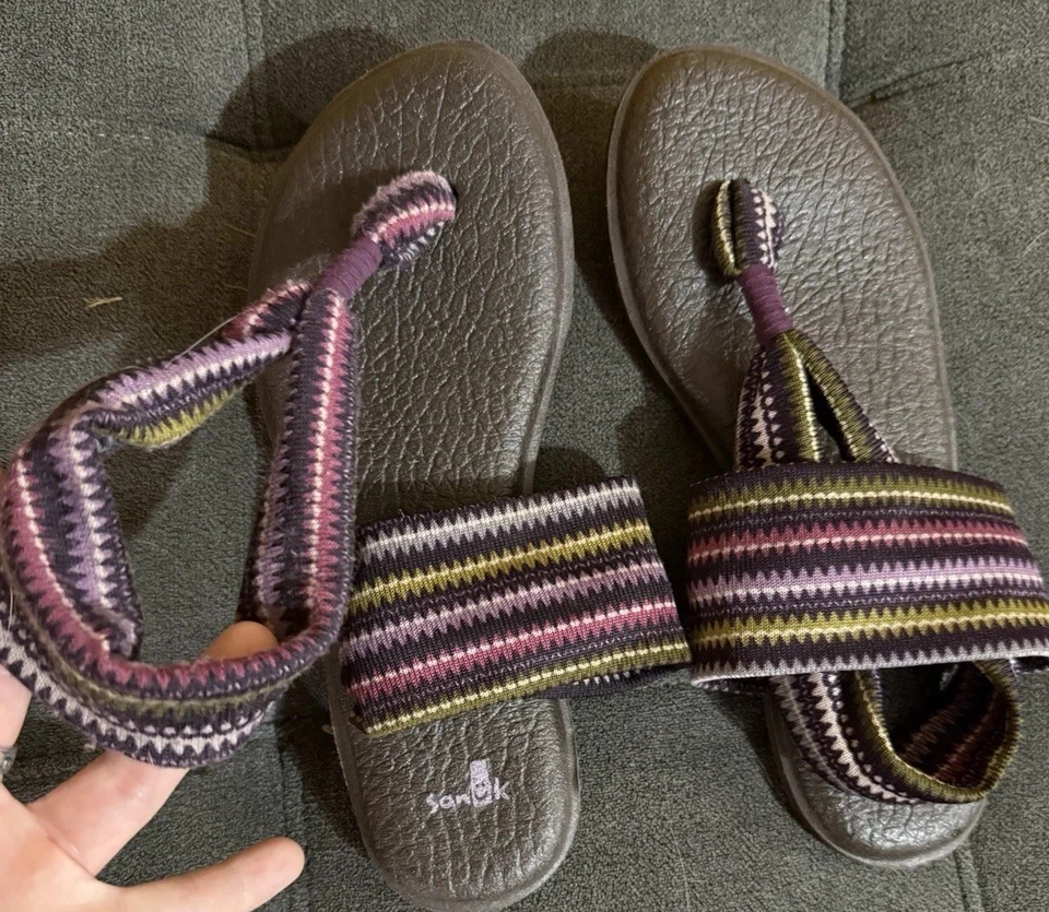 Sandalias chanclas Sonuk para mujer talla 7 tela púrpura zapatos cómodos sin cordones Foto 2 de 4