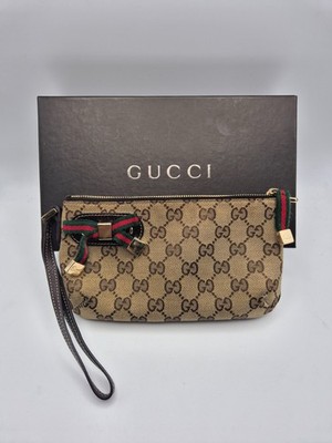 Gucci Pochette Vintage Monogram GG Canvas mit Webschleife
