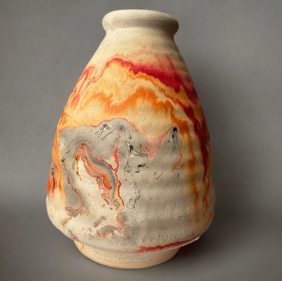 Jarrón de cerámica Nemadji 6,5” llama remolino arcilla nativa decoración suroeste de EE. UU. Foto 4 de 4