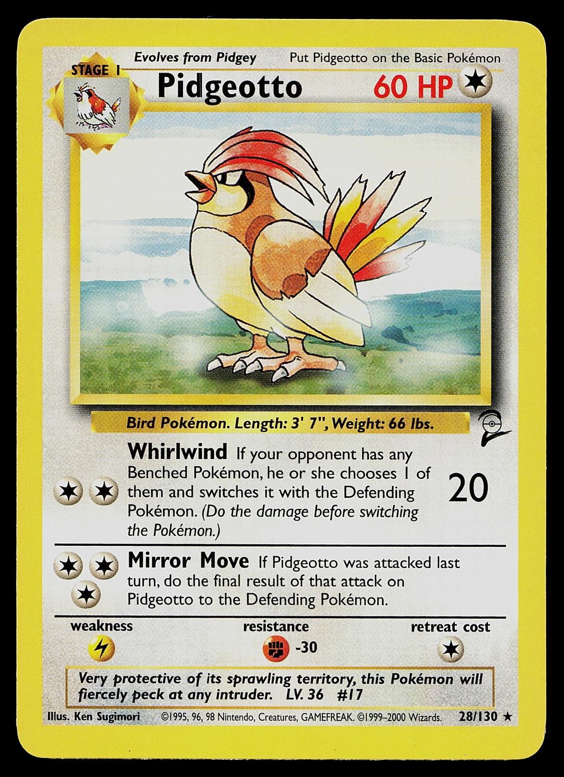 Pokemon Card - Pidgeotto Base Set 2 28/130 Rare