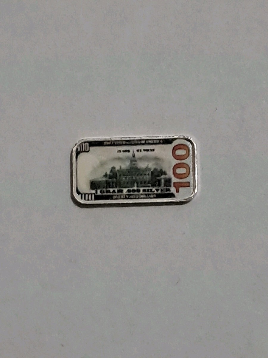 1g .999 Fine Colorized Silver Bars • $100 Bill • Benjamin Franklin