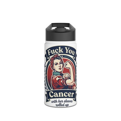 F#@k You Cancer with Her Sleeves Rolled Up Water Bottle