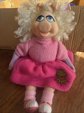Vintage 1989 Jim Henson Muppets Miss Piggy Pink Dress Poodle Skirt Plush Doll