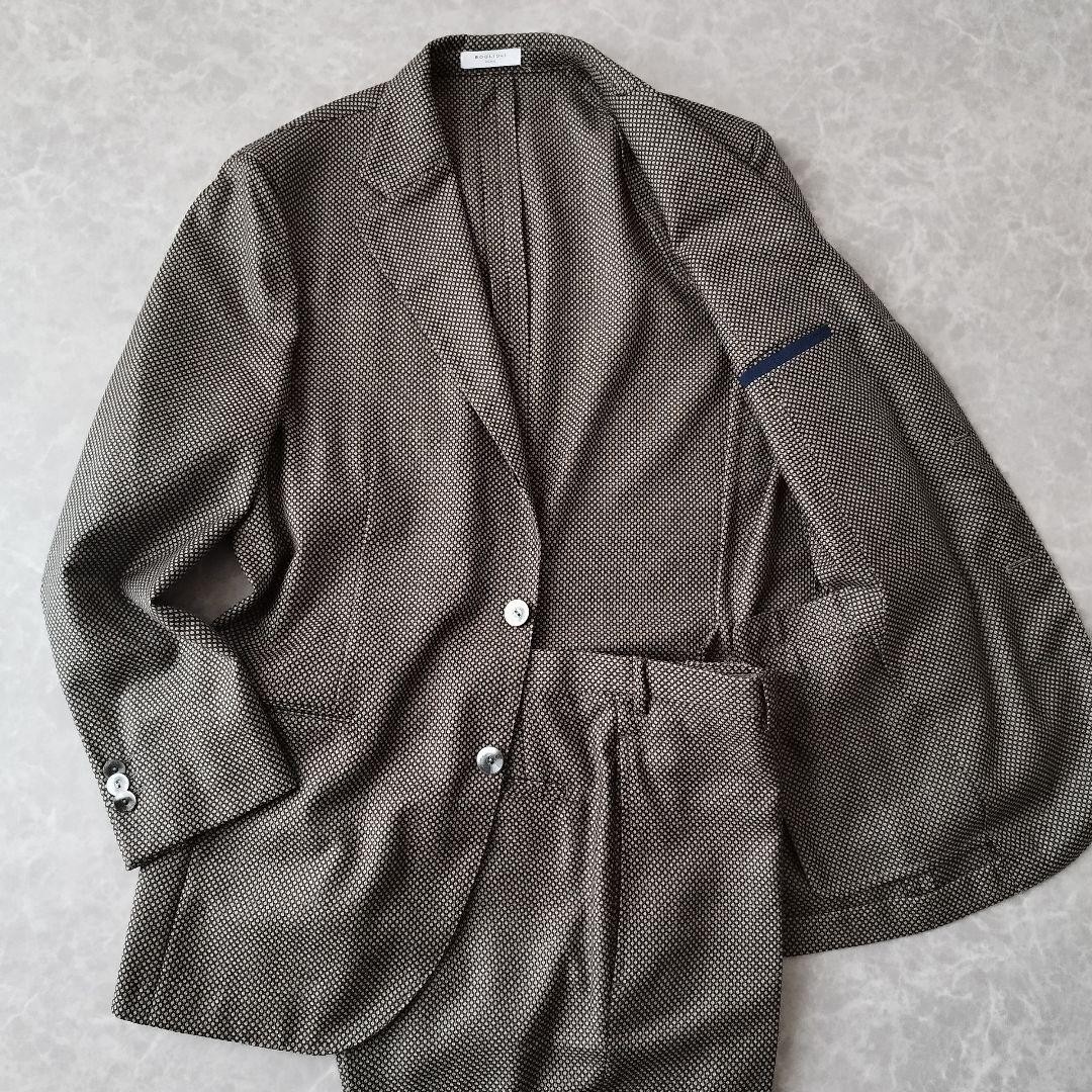 BOGLIOLI DOVER Brown Jacquard Suit Set Size 48 L Made in Italy