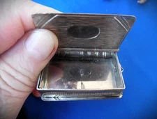 antique vesta BOOK  & POSTAGE STAMP figural tobacco match safe holder vesta