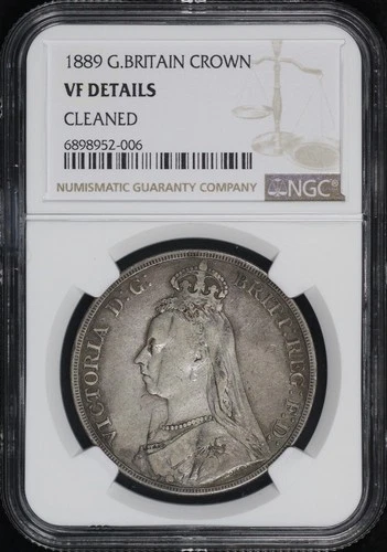 1889 Great Britain Silver Crown KM#765 NGC VF Details Cleaned