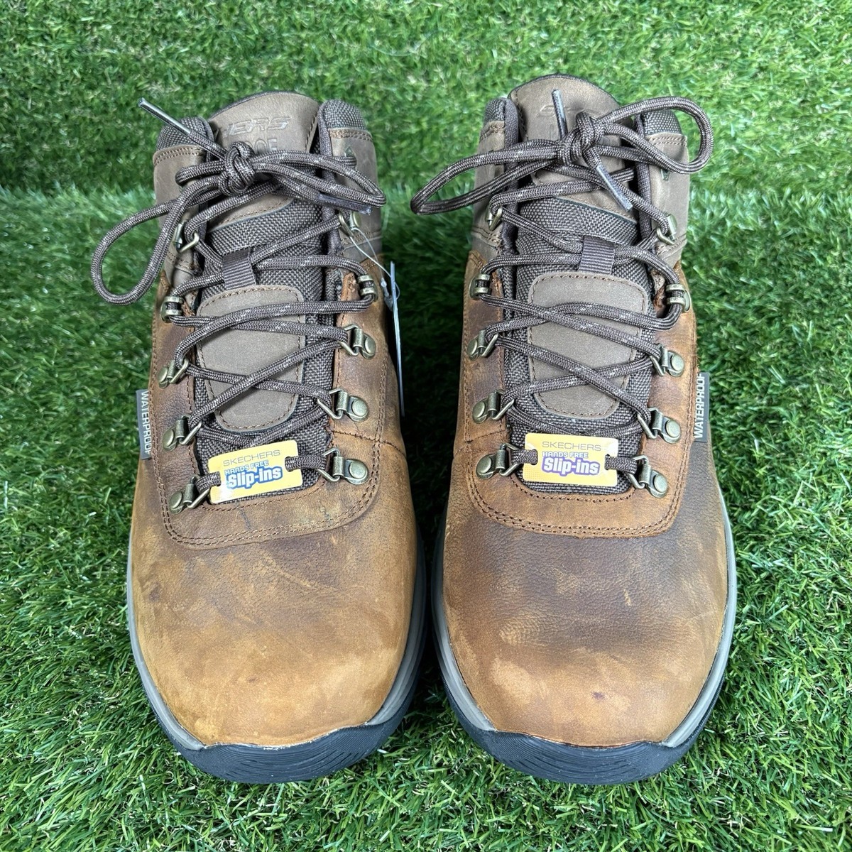 Skechers Waterproof Slip-ins Boots Mens Size 9 Brown Meroe 