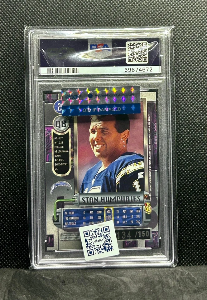 1997 Metal Universe Precious Metal Gems PMG Red #/150 Stan Humphries #144 PSA 6 - Image 2 of 2