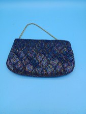 Evening Bag La Regale Beaded Iridescent Bugle Beads, Diamond Pattern, Vintage