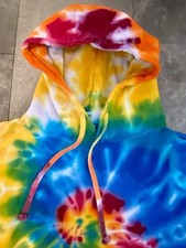 MENS BRIGHT CUSTOM RAINBOW TIE DYE HOODIE HOODED AMS SWEATSHIRT XXXL 3XL XXL XL