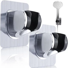 TCOTBE 2 Pieces Removable Shower Head Holder Adjustable Handheld Silver 