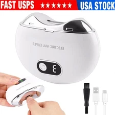 Portable Electric Toe Nail Clippers Light Trimmer Nails Cutter USB Rechargeable