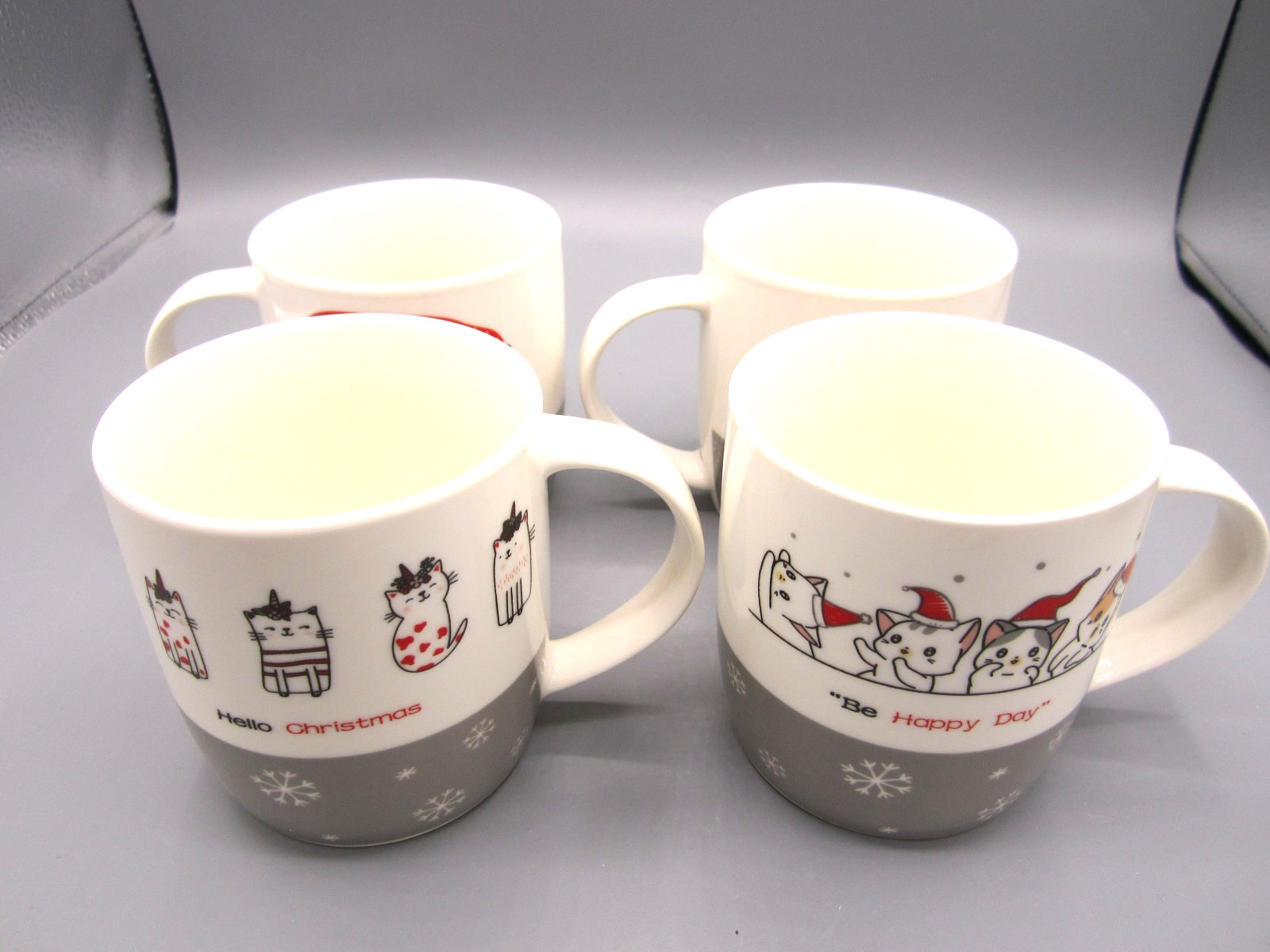 Set of 4  Bruntmor Christmas Different Cat Scenes Tea Coffee