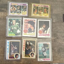 Topps vintage NBA & NFL card lot - Bird, Erving, Maravich, Largent
