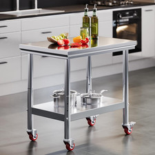 36" X 24" Stainless Steel Prep Table on Wheels - Durable  Mobile Work Surface