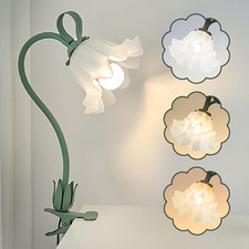 Flower Desk Lamp,LED Reading Light 360 Rotation Clip on Lamps,Vintage Green