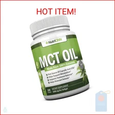 NutriONN MCT Oil - 3000mg Per Serving - 180 Softgels - Made from 100% Organic Co