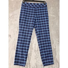 Charter Club Lexington Blue Plaid Straight Leg Pants Navy Trousers Womens 4