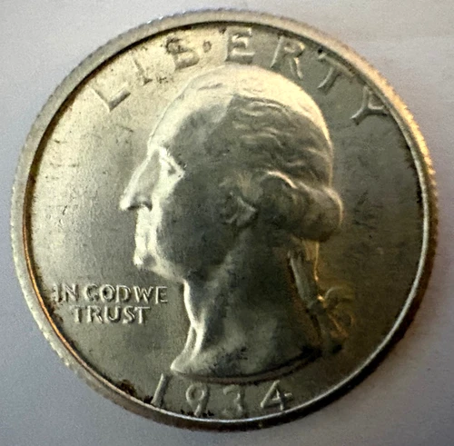 Brilliant Uncirculated 1934 Washington Quarter 90% Silver