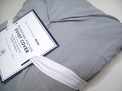 Pottery Barn Teen Gray Micro Fiber Pin Tuck Twin Duvet Cover New