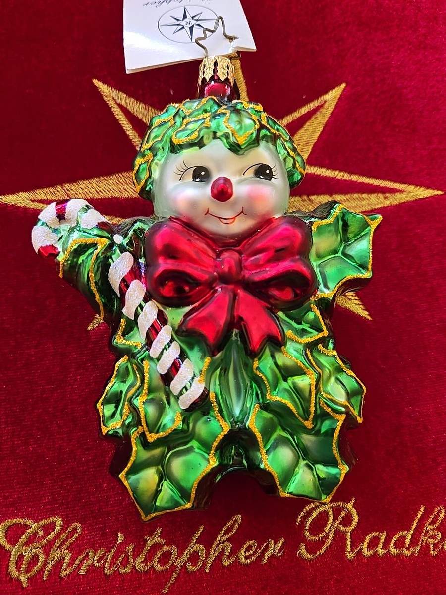 【りこ。さま】* vintage mini ornament ❀ 丸い 赤い実 Christopher Radko 2002 Green Holly Jean Ornament Retro Ivy Leaf