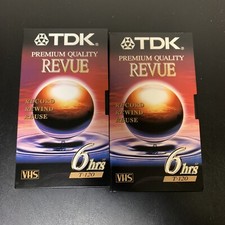 TDK Premium Quality Revue Blank VHS Cassette Tape T-120 6 hrs New - Lot Of 2