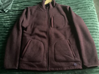 Marks & Spencers Mens Fleece Jacket M L XL Burgundy Full Zip Pockets