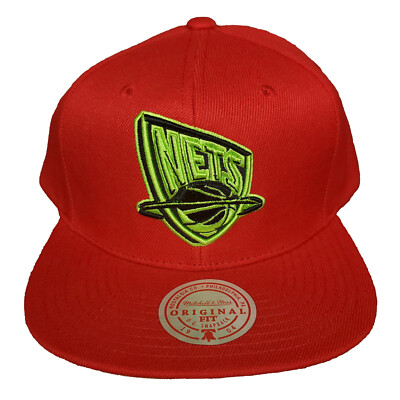 New Jersey Nets Mitchell & Ness NBA Snapback Hat Cap Reverse Grinch 3D Logo NWT