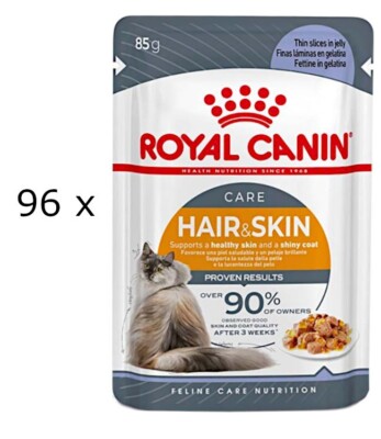 96 x 85 g Royal Canin Hair & Skin Care (  16,66/kg) Gelee Nassfutter für Katzen