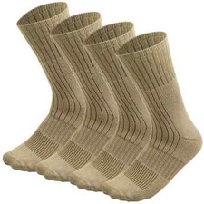 4 Pairs Men's Army Military Boot Socks Combat Trekking Beige Size 10-13 ,13-15