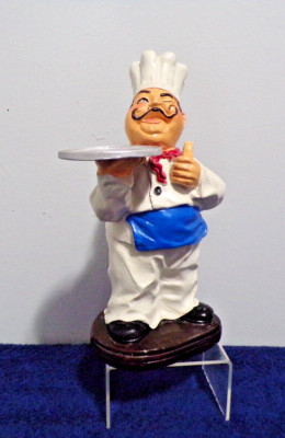 Italian Chef Figurine Happy Chef w/Tray & Thumbs Up 10'' Tall