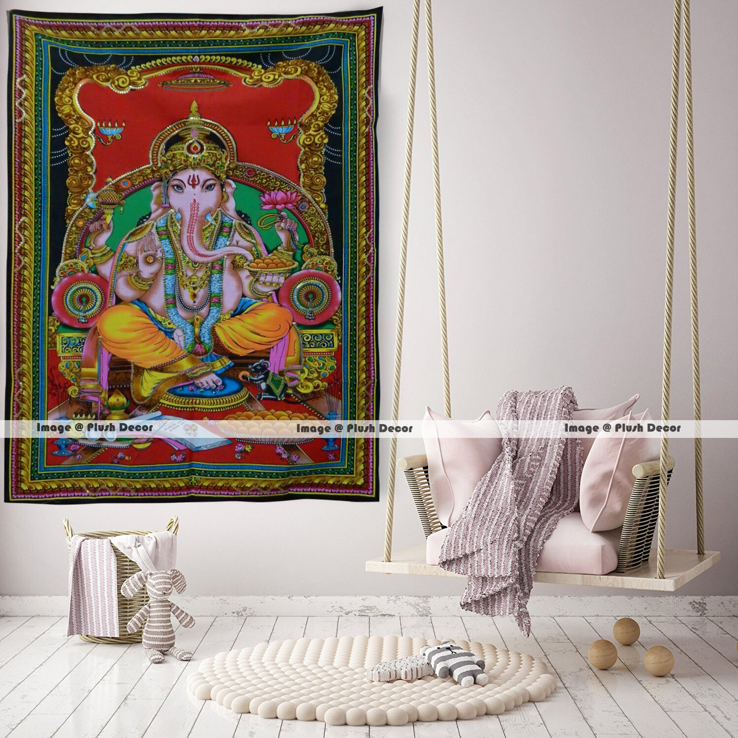 Indian Deity God Ganesha Tapestry Batik Lord Ganesh Meditation