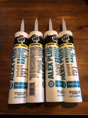 4 QTY DAP Alex Plus 40yr 10FL OZ Acrylic Latex Caulk Silicone all Purpose Clear 