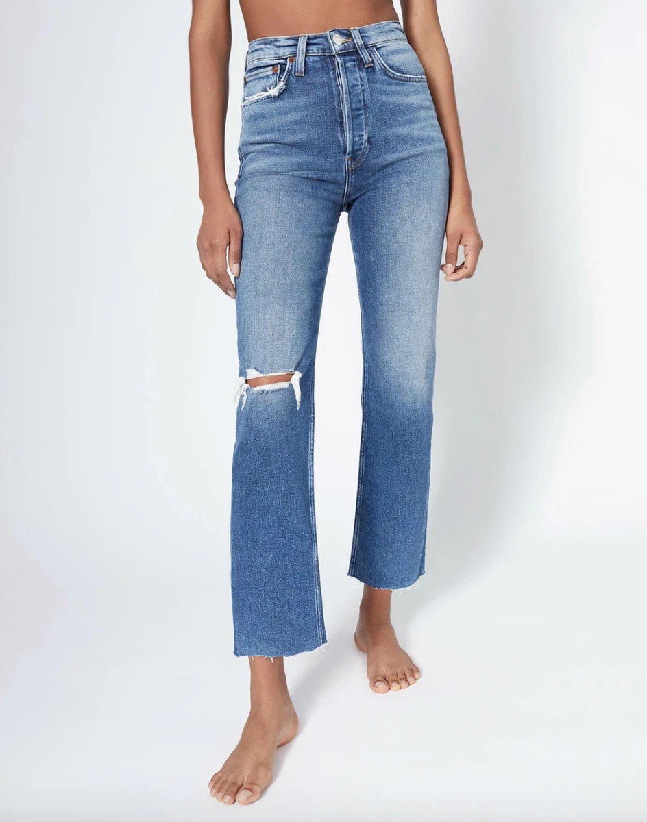 Redone high rise stovepipe jeans sales