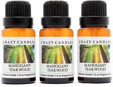 3 Mahogany Teakwood 1/2oz Premium Grade Scented Fragrance Oil Crazy Candles