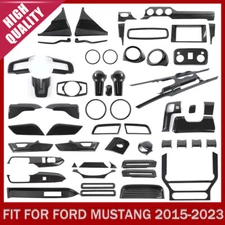 Carbon Fiber Interior Decor Dashboard Steering Cover Trim For Ford Mustang 15-23