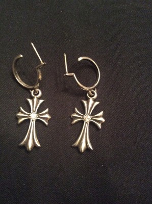 Genuine Chrome hearts diamond sterling sliver cross earrings! | eBay