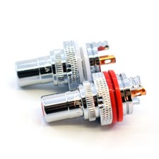 1pair Rhodium Brass RCA Female Socket Chassis Connector Phono Amp Audio Plug