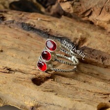 Faceted Garnet Multi Gemstone 925 Sterling Silver Oxidized Ring Handwork Jewelry