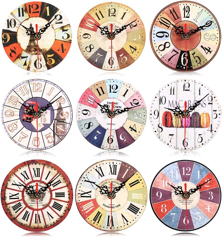 Orologio Da Parete Digitale Rotondo In Legno Stile Vintage - Diametro 12 Cm, A Batteria AA