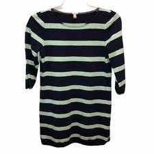 J Crew Womens Small Navy Blue Striped 3/4 Sleeve Pullover Casual Sheath Dress S