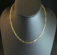 Paperclip Chain Link Necklace Gold Plated Stainless Steel 3.6mm 15.75" 3g 2020