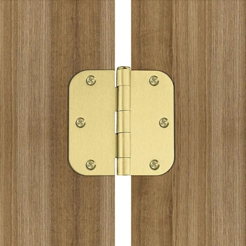 3.5 inch Door Hinges Satin Brass Hinges for Interior Doors Gold Door Hardware - Picture 6 of 11