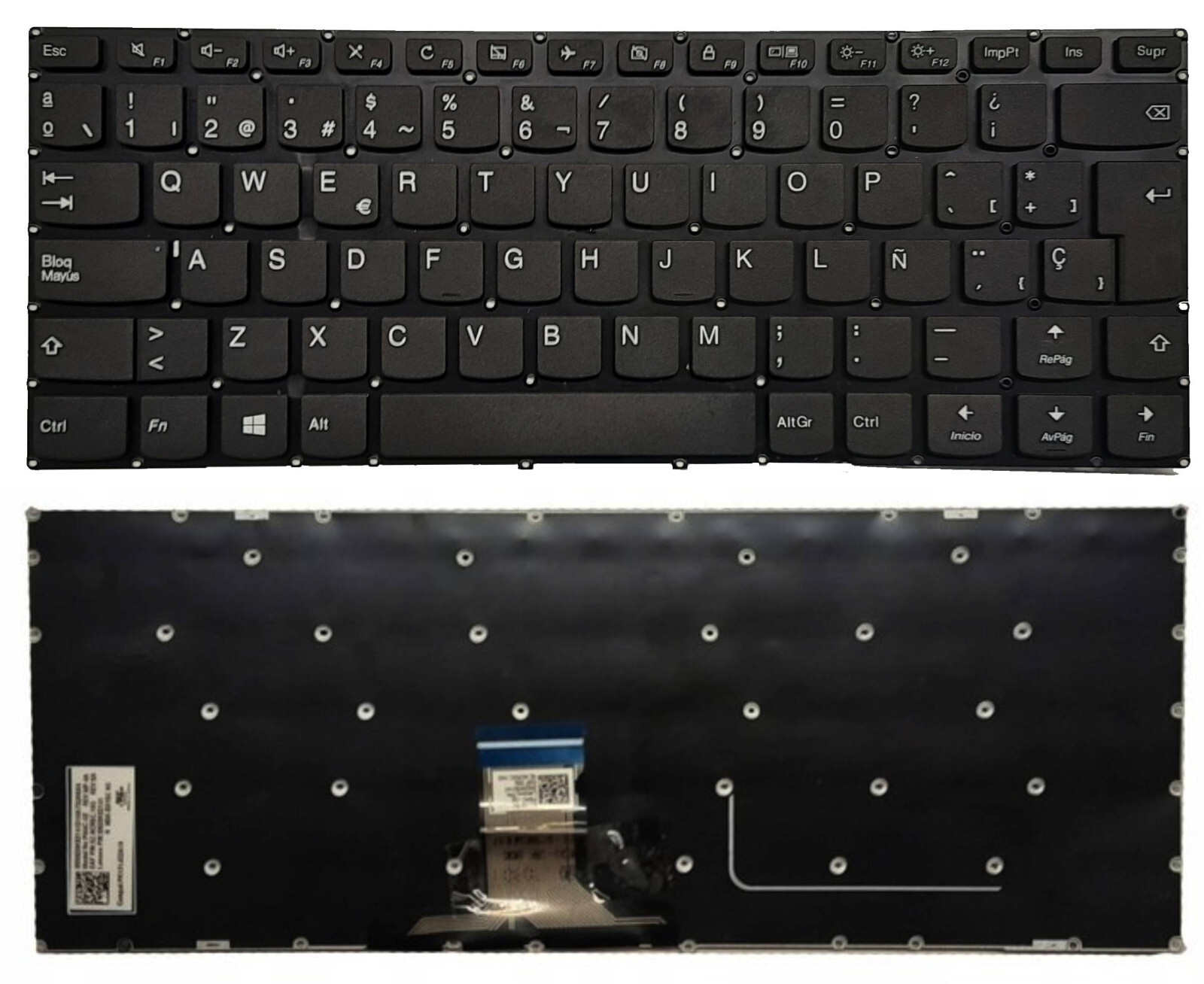 Replacement US Keyboard For Lenovo Yoga 510-14AST, 510-14IKB, 510-14ISK Laptops - Full Size, Black, QWERTY