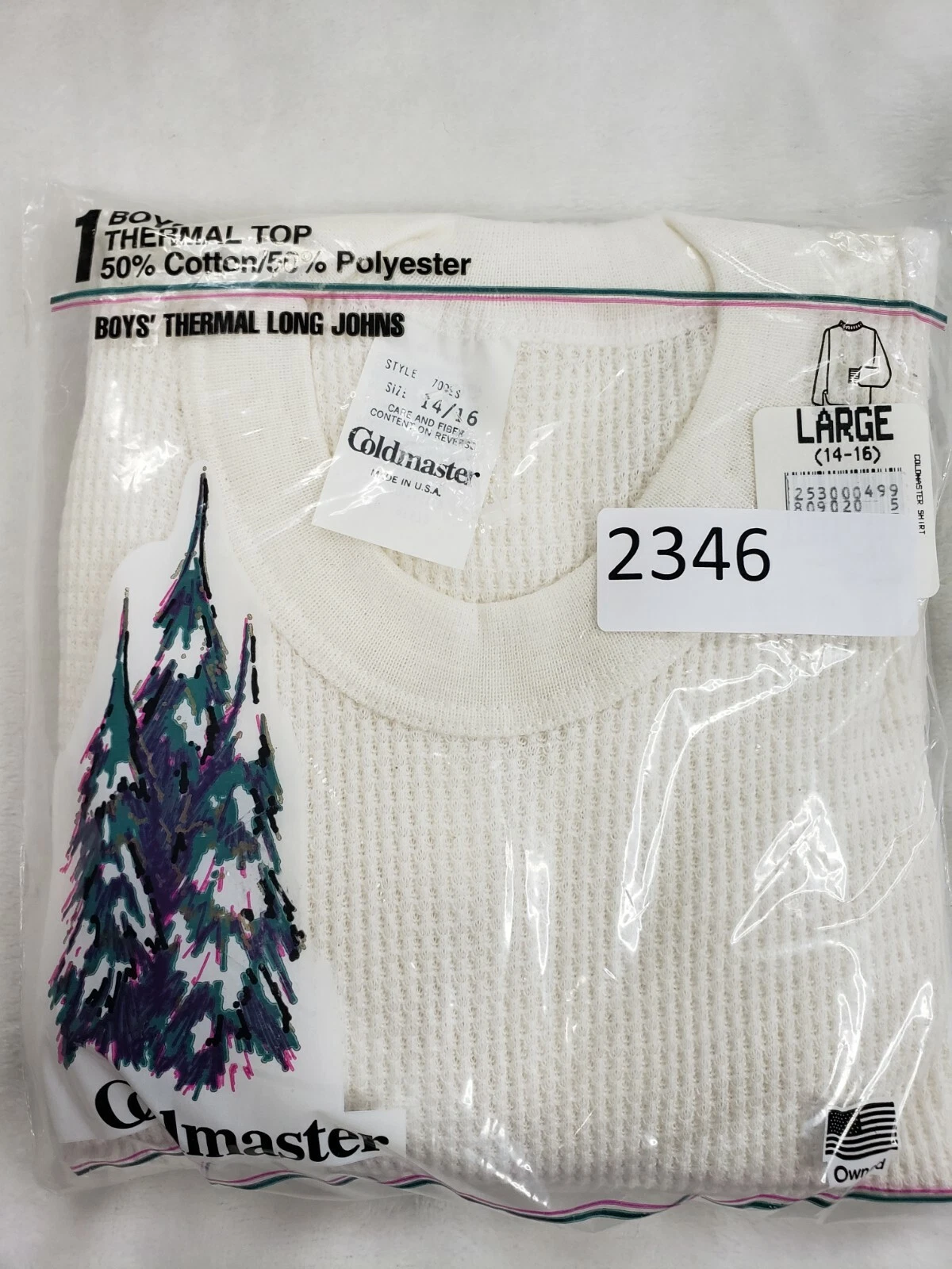 Coldmaster Boy Thermal Crew Long Johns Top White 2XL Base Layer Winter Wear NWT