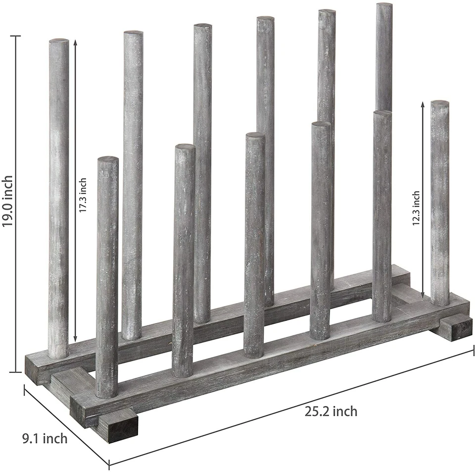 Rustic Graywashed Wood Inverted 6-Pair Boot Rack, Entryway/Closet Shoe Organizer - Image 4 of 4