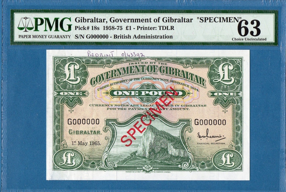 GIBRALTAR・SPECIMEN・1・5・10・20￡【全4種】 （1円 石 