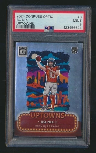 2024 OPTIC UPTOWNS SCRATCHED SLAB DAMAGE PSA 9 BO NIX BRONCOS